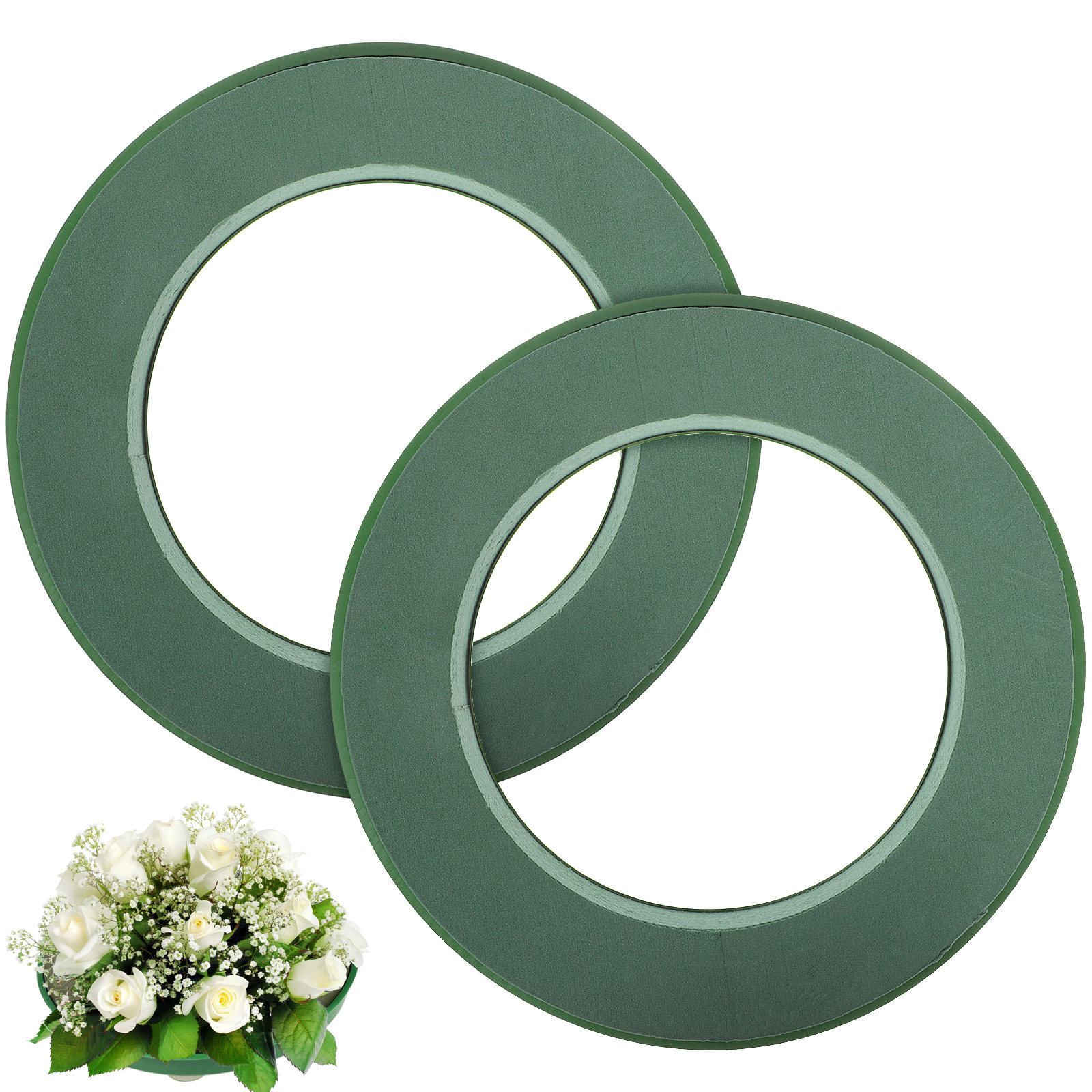 2 Buah Cincin Busa Bunga Hijau - Florist Wreath Supply ulasan dan harga